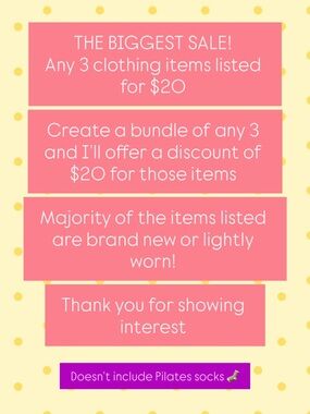 Any 3 clothing items for $20